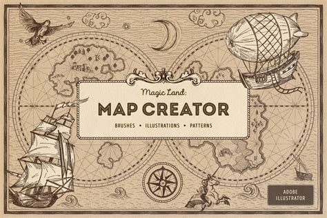Magic Lands Vintage Map Creator Unique Illustrator Add Ons