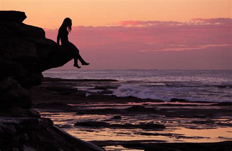 Silhouette Of A Solitary Woman At The Beach Society For The