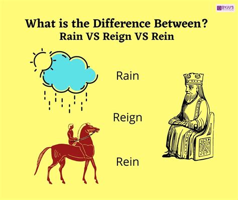 Difference Between Reign Rein And Rain With Example Reign Vs Rein Vs Rain