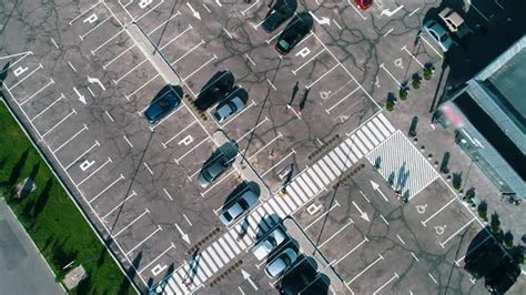 A Lot Of Cars In The Parking Lot Top View Stock Footage Videohive