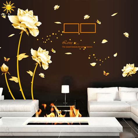 Buy Removable Golden Homecoming Flowers Wall Sticker
