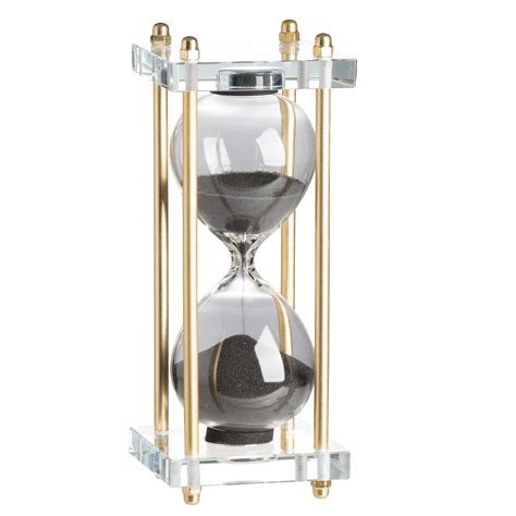 Modern Chic Hourglass Gold Finish With Black Sand And Crystal Accent