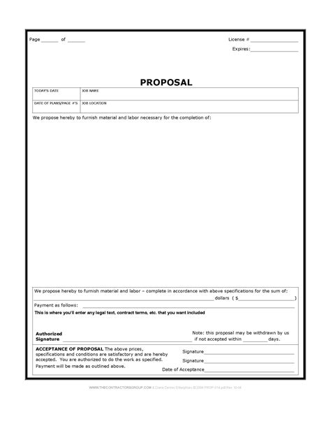 Construction Proposal Form Bid Form Estimate Form Style 5 Other