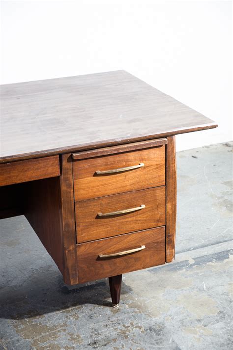 We restore vintage teak, walnut, rosewood mid century modern furniture. Mid Century Modern Desk Office Large Executive Vintage ...