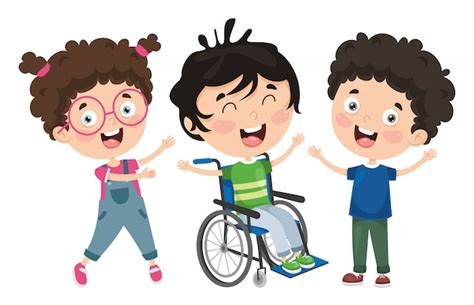 Ilustración Vectorial De Niños Discapacitados Vector Premium