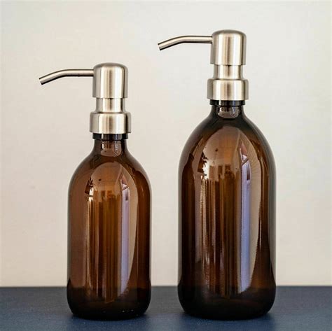 Amber Glass Bottle With Metal Pump By Oikku