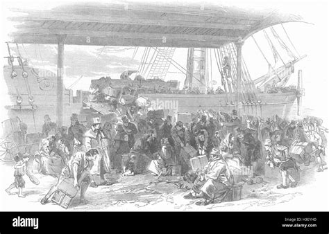 Lancs The Embarkation Waterloo Docks Liverpool 1850 Illustrated