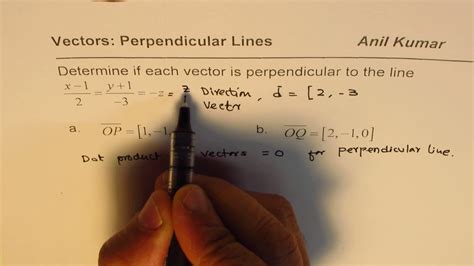 How to find if the vector is perpendicular to the line or not - YouTube