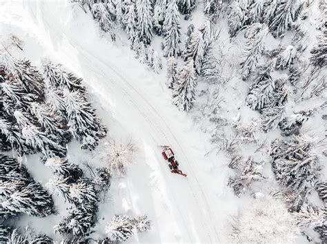 Aerial Drone Shot Of A Snowy Road Free Stock Photo Picjumbo