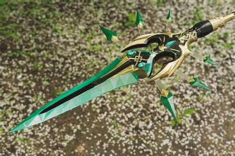 Primordial Jade Winged Spear From Genshin Impact Made To Etsy