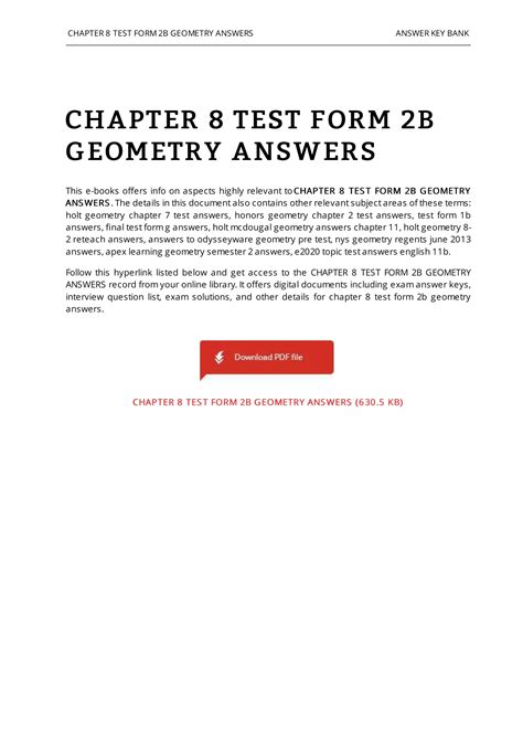 Geometry Chapter 8 Test Form ≡ Fill Out Printable Pdf Forms Online
