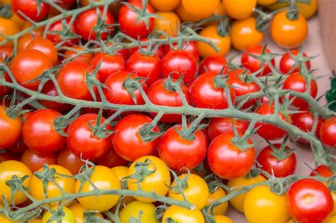 Premium Photo Orange Red And Yellow Cherry Tomatoes