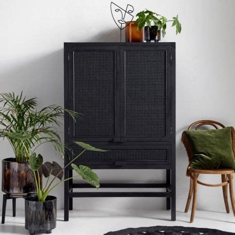 Black rattan garden furniture uk ikea sideboards and buffet. Nordal Rattan & Teak Wood Cabinet (Black) in 2020 ...