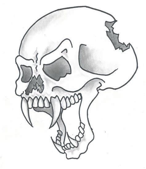 A Black And White Drawing Of A Skull