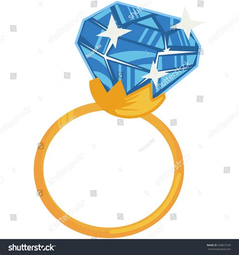 Blue Diamond Engagement Ring Cartoon Vector Vector De Stock Libre De