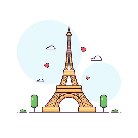 Premium Vector Cute Adorable Cartoon Romantic Eiffel Tower France