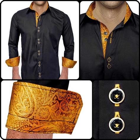 Black With Gold Dress Shirts Made To Order In Usa Etsy