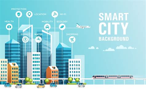 Premium Vector Concept Of Smart City With Different Icons And
