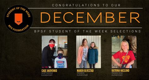 Bpsf Recognizes The Students Of The Week For The Month Of December