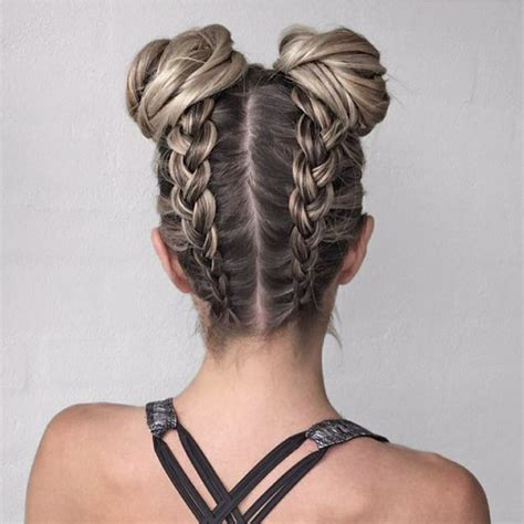 French Plait Buns Hairstyle Looks And Ideas School Hairstyle For