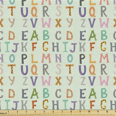 Alphabet Fabric By The Yard Funny Colorful Style Letters In Uppercase