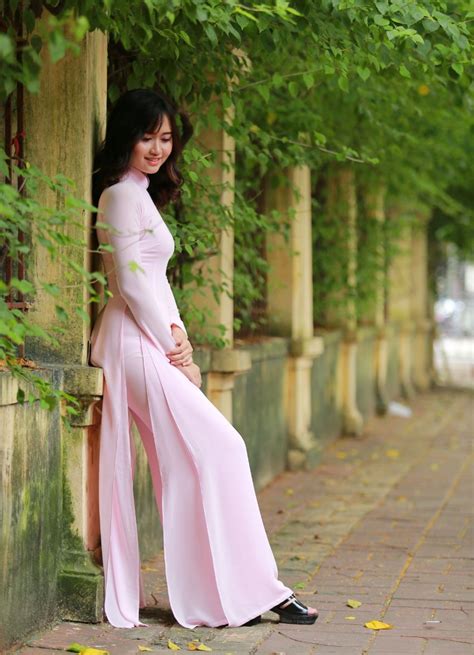 Double Layers Ao Dai Tailor Made Chiffon Light Pink Hien Thao Shop