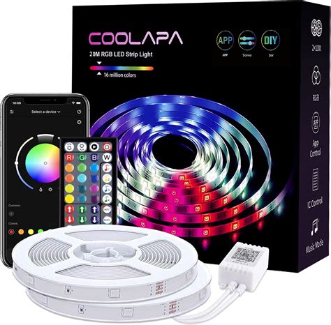 COOLAPA LED şerit 20 m LED şerit RGB 5050 LED şeritler 40 tuşlu