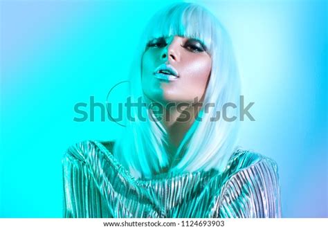 High Fashion Model Girl Colorful Bright Stock Photo Edit Now 1124693903