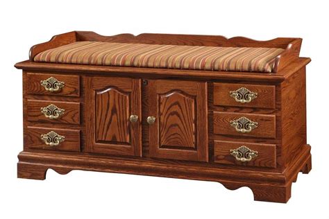 Fancy Front Oak Hope Chest With Seat Rail From Dutchcrafters Amish