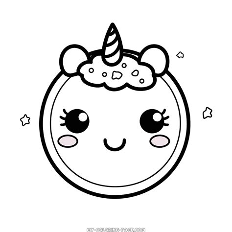 Kawaii doughnut unicorn coloring page | My Coloring Page