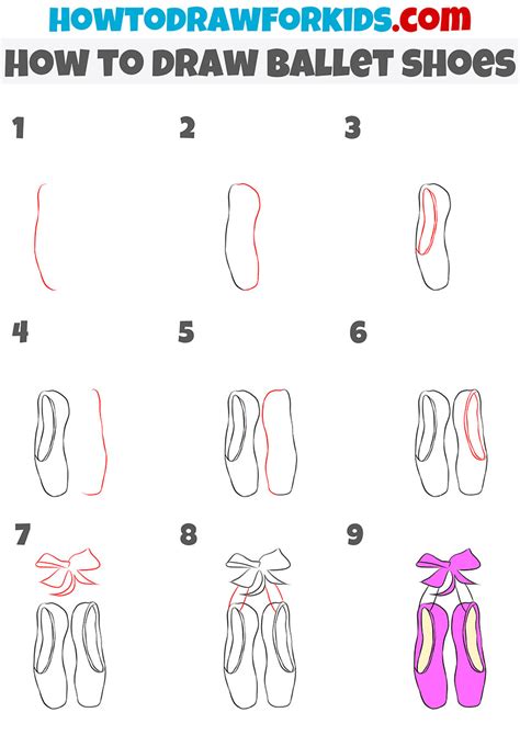How To Draw Ballet Shoes Easy Drawing Tutorial For Kids