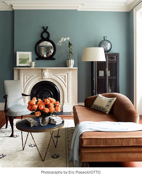 In these page, we also have variety of images available. Muted teal walls with an orange velvet chaise. | Paint ...