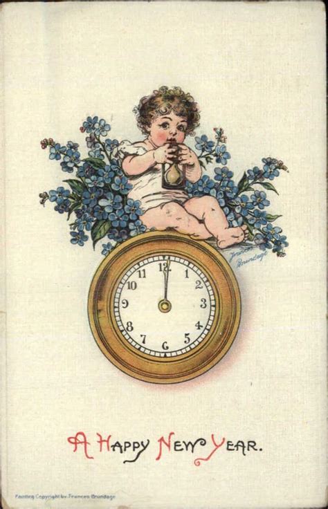 New Year Happy New Year Baby Vintage Happy New Year Vintage Book Art