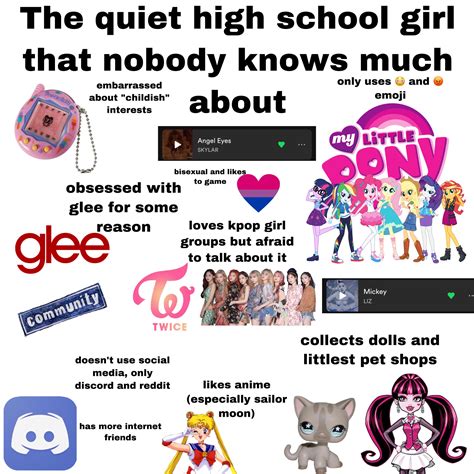 the quiet high school girl that nobody knows much about starter pack r starterpacks starter
