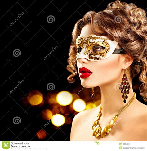 Beauty Model Woman Wearing Venetian Masquerade Carnival