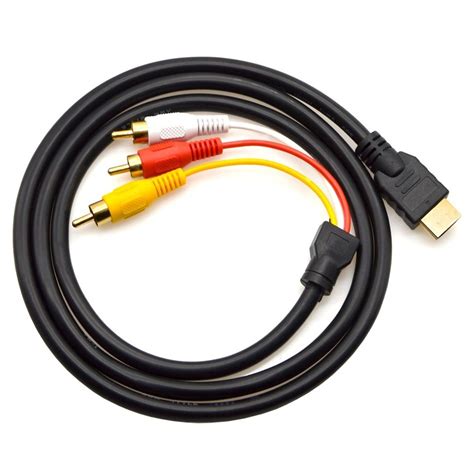 15m Hdmi To Rca Composite Male Av Converter Cable Black