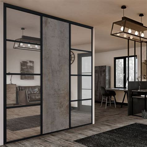 Qu'elle soit battante ou coulissante, vous pouvez équiper la porte de votre placard d'un miroir. Grunge 5 Façade de placard coulissante 3 portes miroir ...