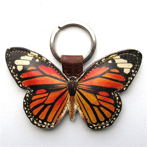 Leather Butterfly Keychain Butterfly Keyring By Tovisorgaboutique