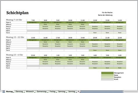 Dienstplan Als Excel Vorlage Kostenlos