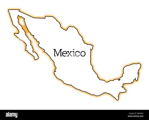 Outline Map Of Mexico Over A White Background Stock Photo Alamy