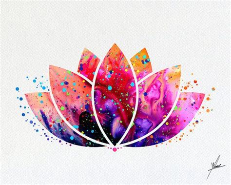 Lotus Flower Yoga Symbol Watercolor Illustrations Art Print Poster