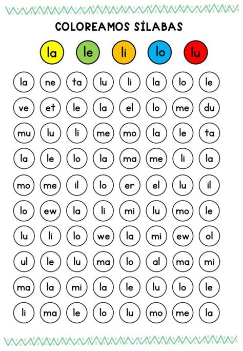 Lectoescritura Trabajamos La Atenci N Coloreando S Labas La Le Li Lo Lu