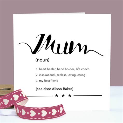 Personalised Mothers Day Mum Definition Card By Betsy Jarvis