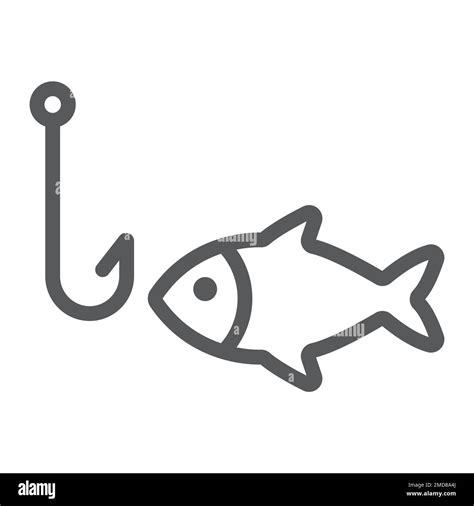 Fishing Line Icon Animal And Underwater Hook Sign Vector Graphics A