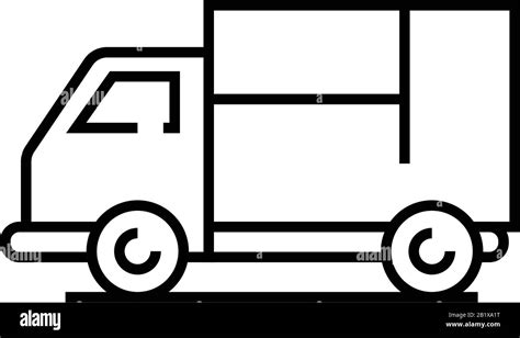 Lorry Line Icon Concept Sign Outline Vector Illustration Linear