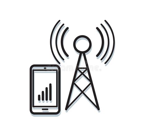 Telecom Tower With Mobile Phone And Signal Strength Stock Vector