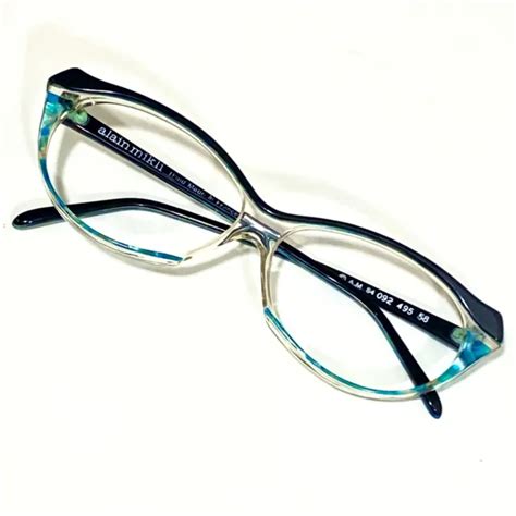 Vtg Alain Mikli Eyeglasses Frames Hand Made In France Clear Turquoise 092 495 58 129 95 Picclick