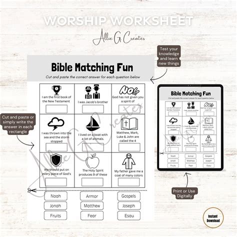 Matching Cut And Paste Church Activity Childrens Church Worship