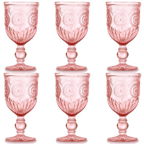 Pink Wine Glasses Set Of Pink Goblets Colored Glassware Pink Glassware For Wedding Champagne