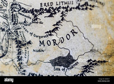 Map Of Mordor From The Lord Of The Rings By Jrr Tolkien Stock Photo Alamy